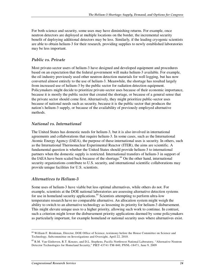 The Helium-3 Shortage: Supply, Demand, and Options for Congress